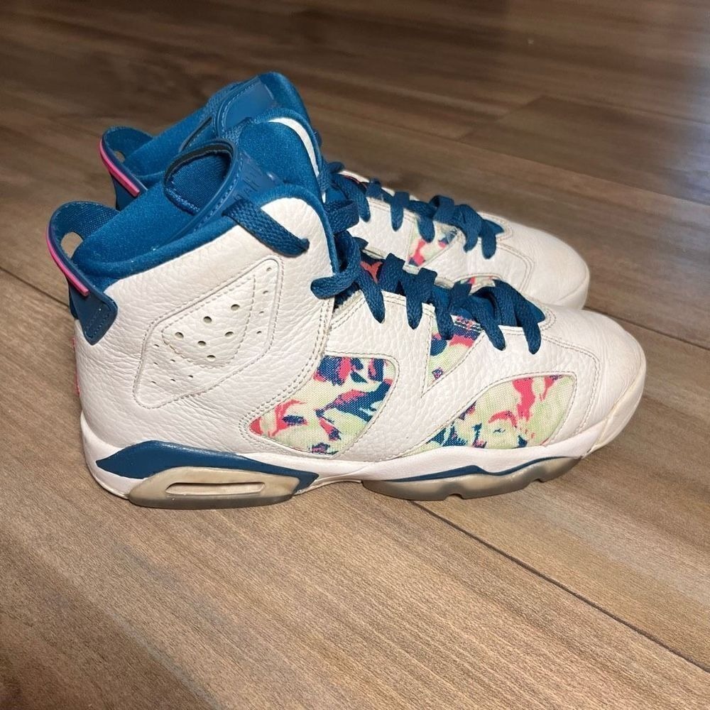 Nike Air Jordan VI 6 Retro Teal Shoe 5Y or‎ Women 6.5 - Picture 3 of 6